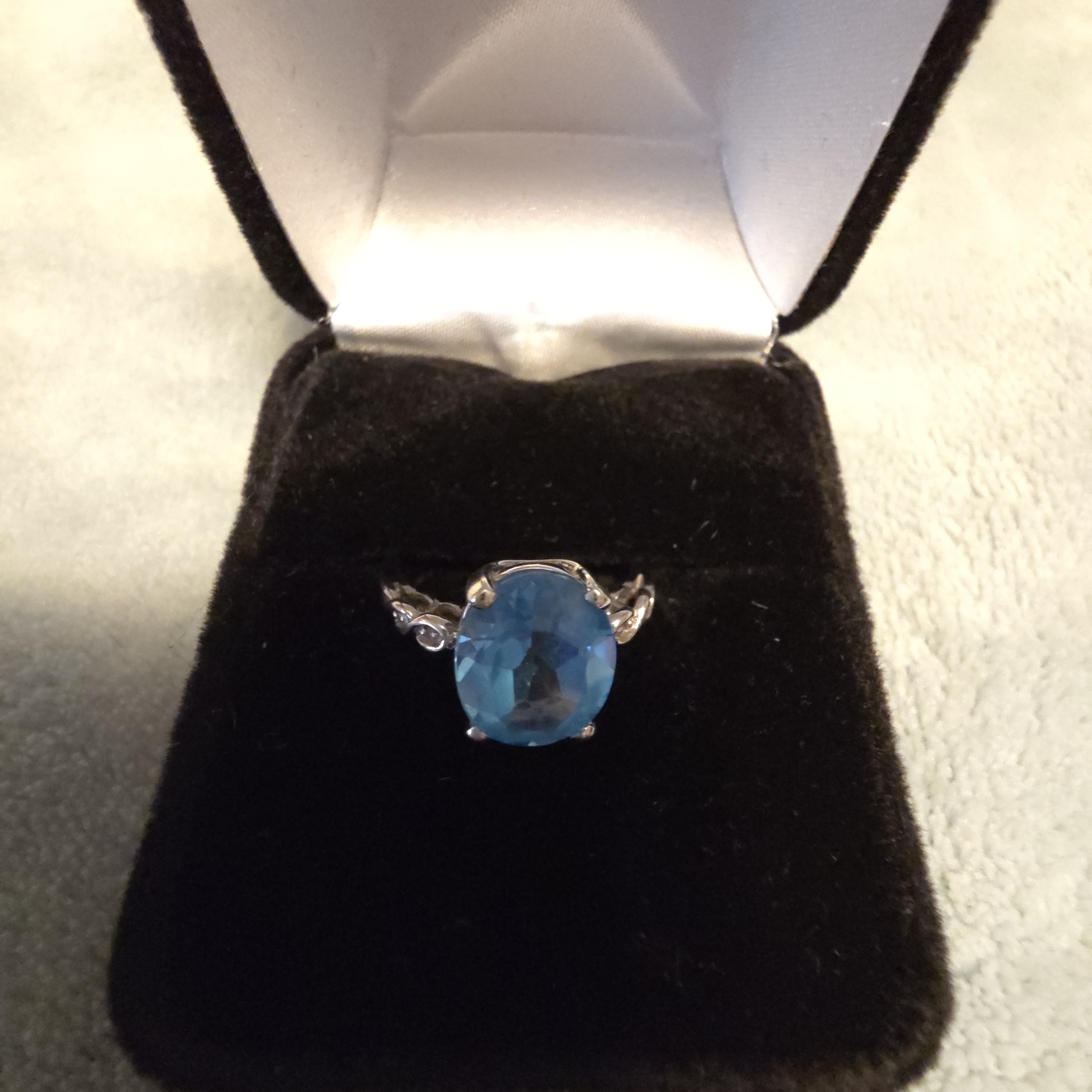 Gemminded 10k White Gold Blue & White Topaz Ring